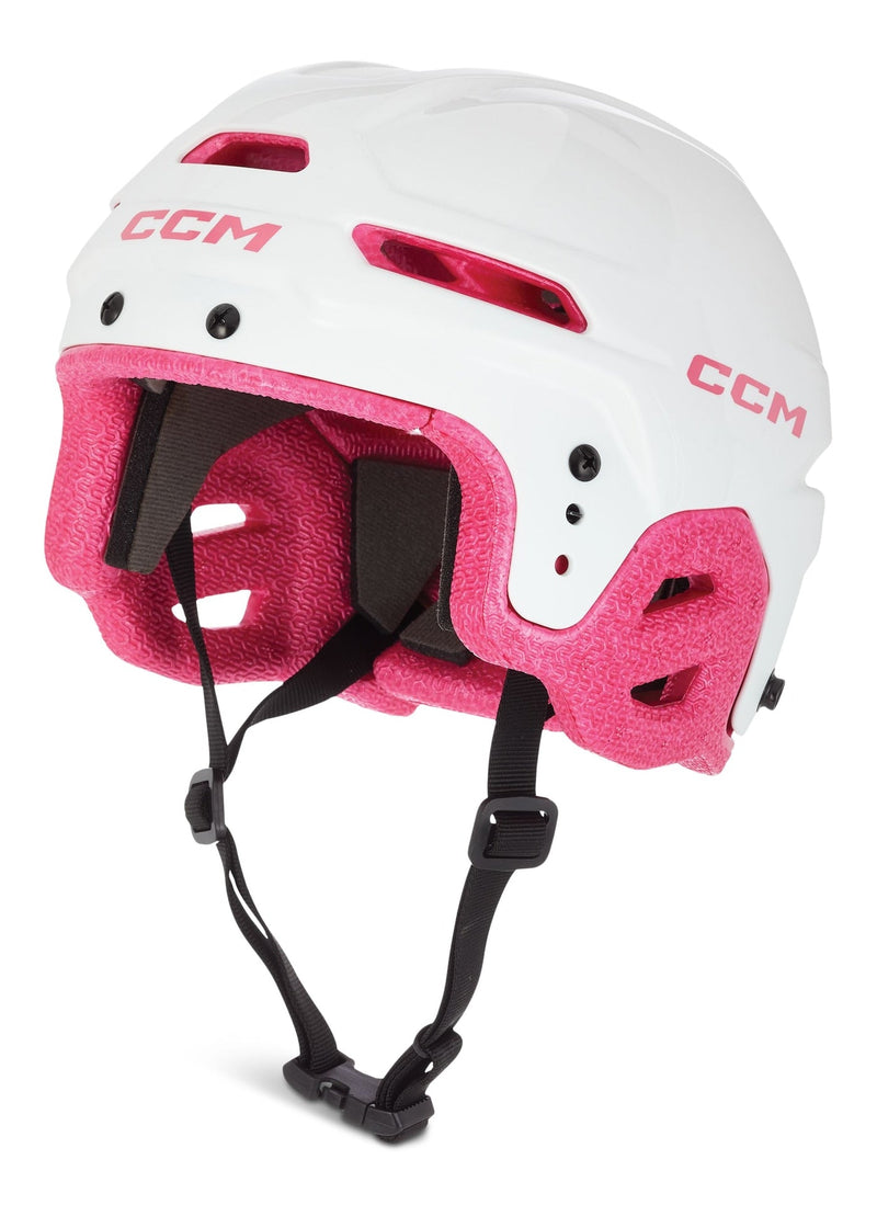 CCM Multi-Sport Hockey Helmet, Youth, White/Pink D7