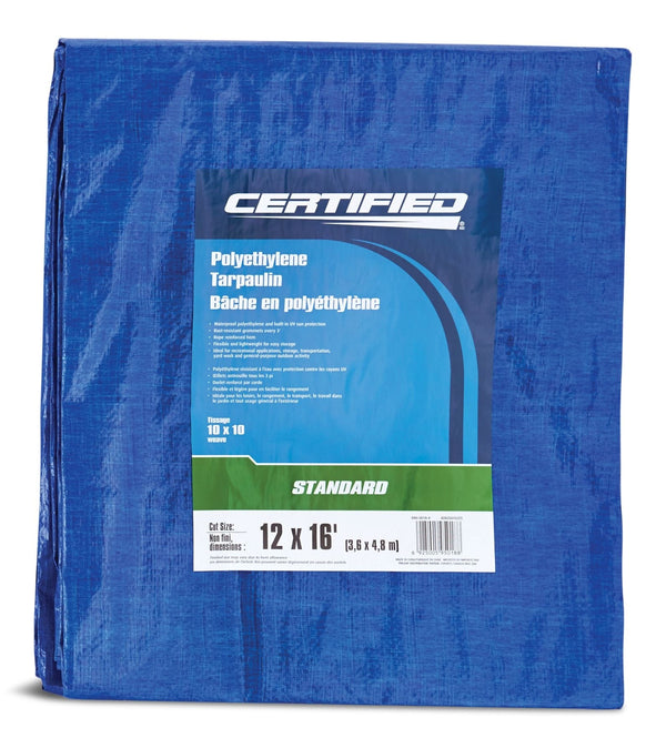 Certified Standard Duty Poly Tarp, Waterproof, 12-ft x 16-ft U5