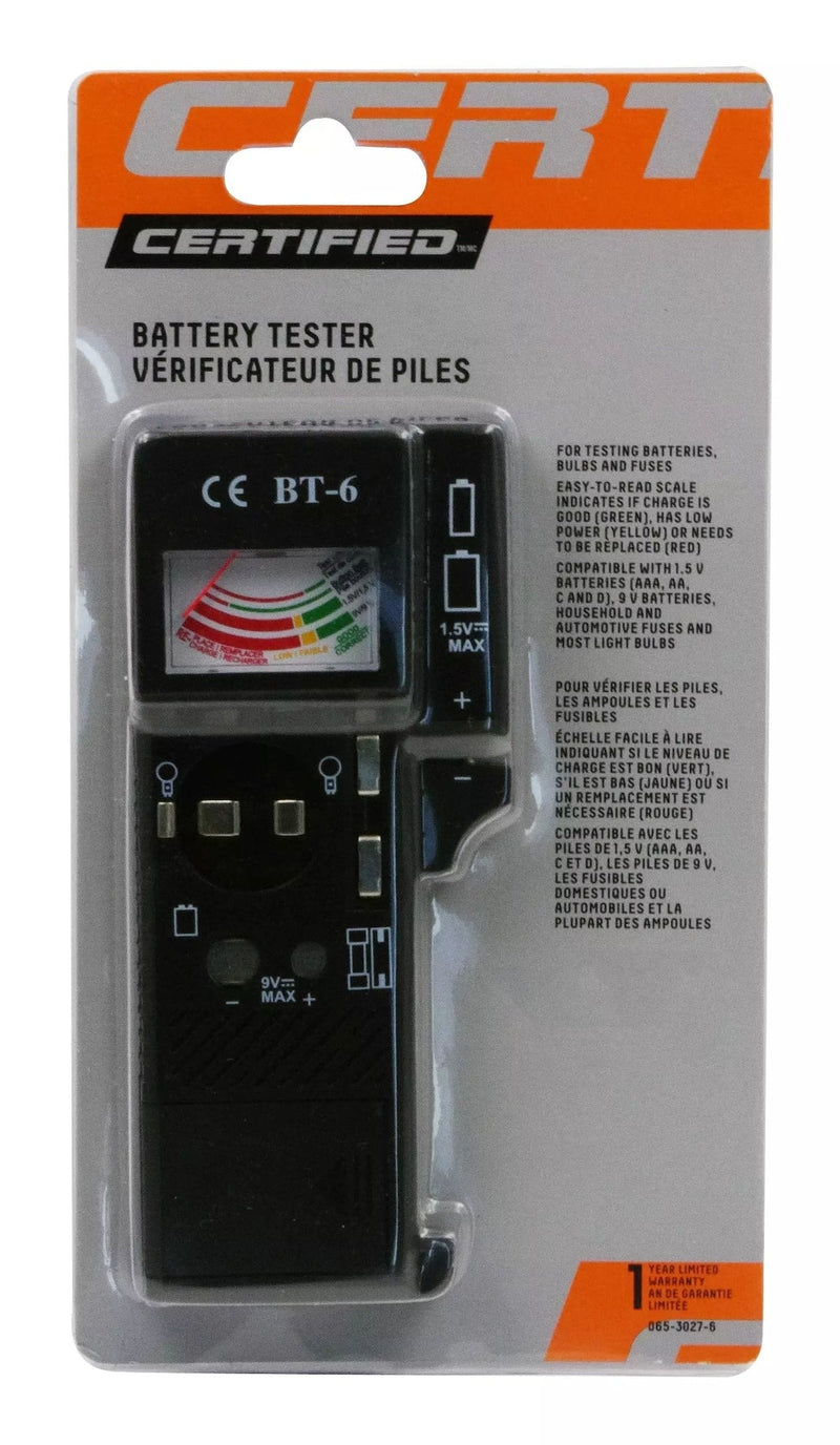 Certified Universal Battery Tester / Checker, AAA, AA, C, D, 9V M9