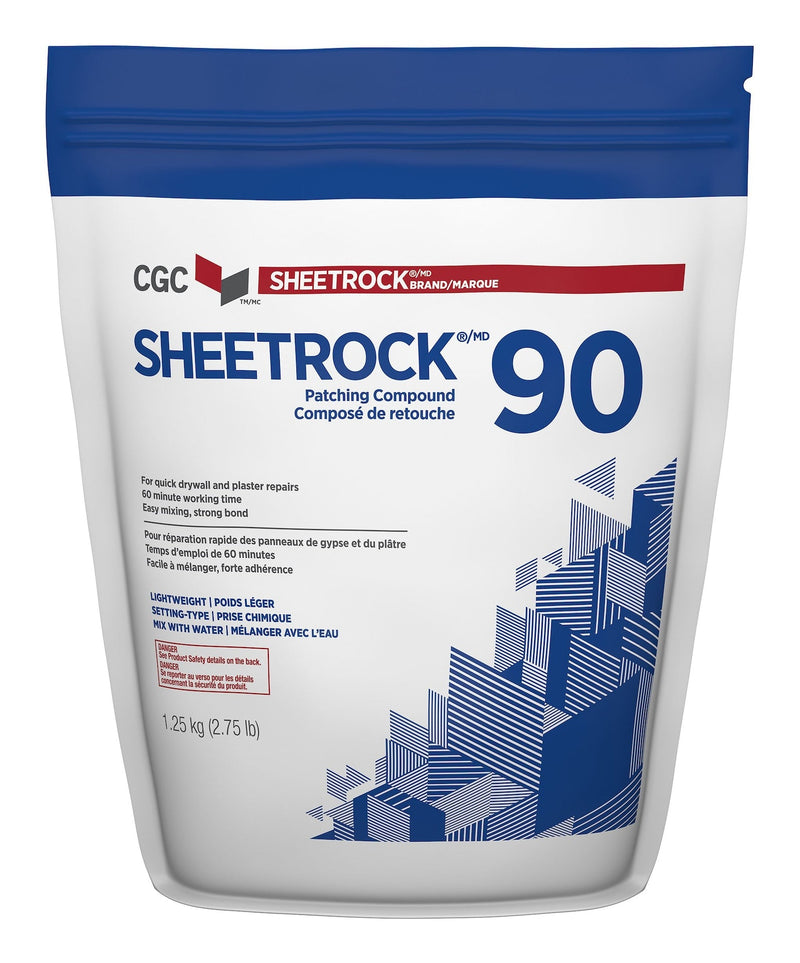 CGC Sheetrock 90 Easy-Mix Patching Compound For Drywall & Plaster Repair, Low VOC, 1.25-kg X8