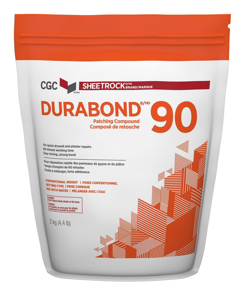 CGC Sheetrock Durabond 90 Minute Drywall & Plaster Repair Compound, Easy-Mix, White, 2-kg R3