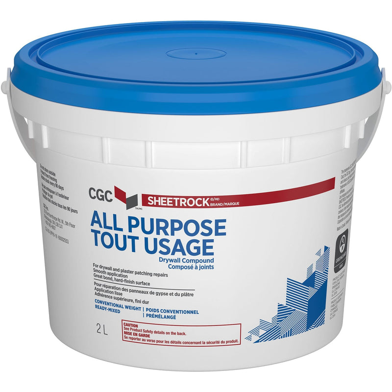 CGC Sheetrock Ready-Mixed Drywall Wallboard Compound, 2-L Pail C8