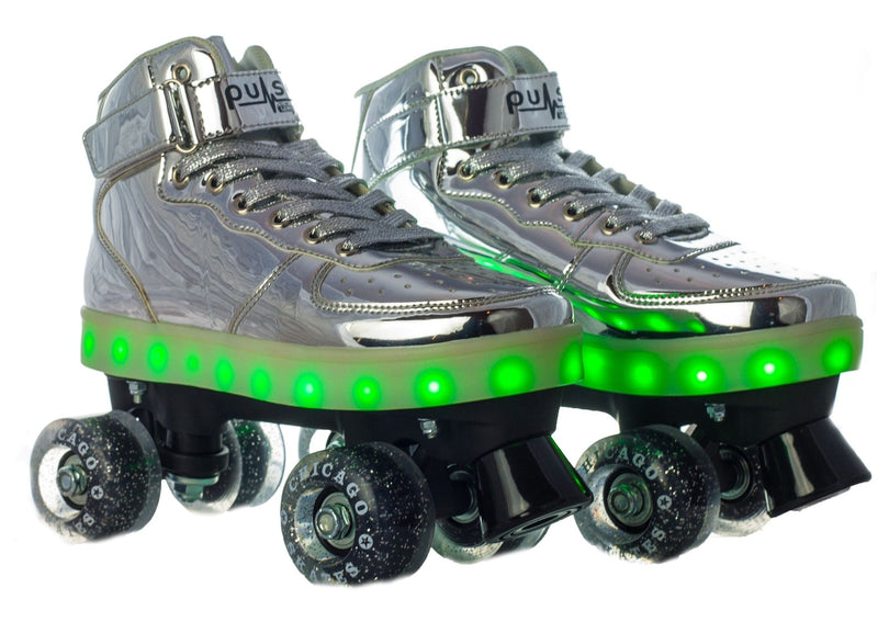 Chicago Skates Pulse LED Light Up Rollerskates, Silver H8