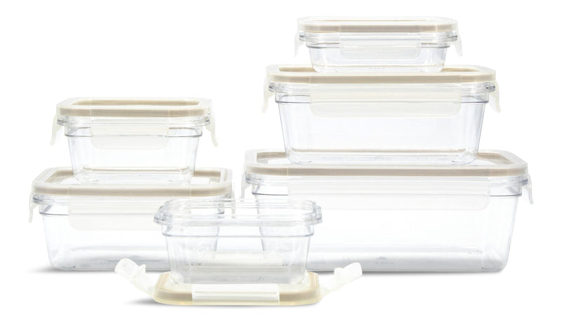 Clearlock Clear Clip Lid Food Storage Container Set with Tritan Base, Nestable, 6 Count Q8