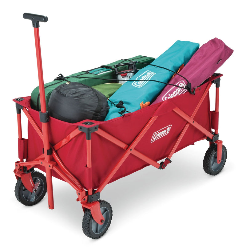 Coleman Outdoor Collapsible Folding Utility Wagon with Brake & Carry Bag, Red, 220-lb (100-kg) Capacity A2
