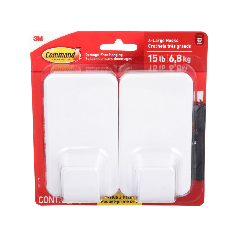 Command 15-lb Jumbo Hook Value Pack, 17011-2EF | 2 Hooks, 8 Strips per Pack H7