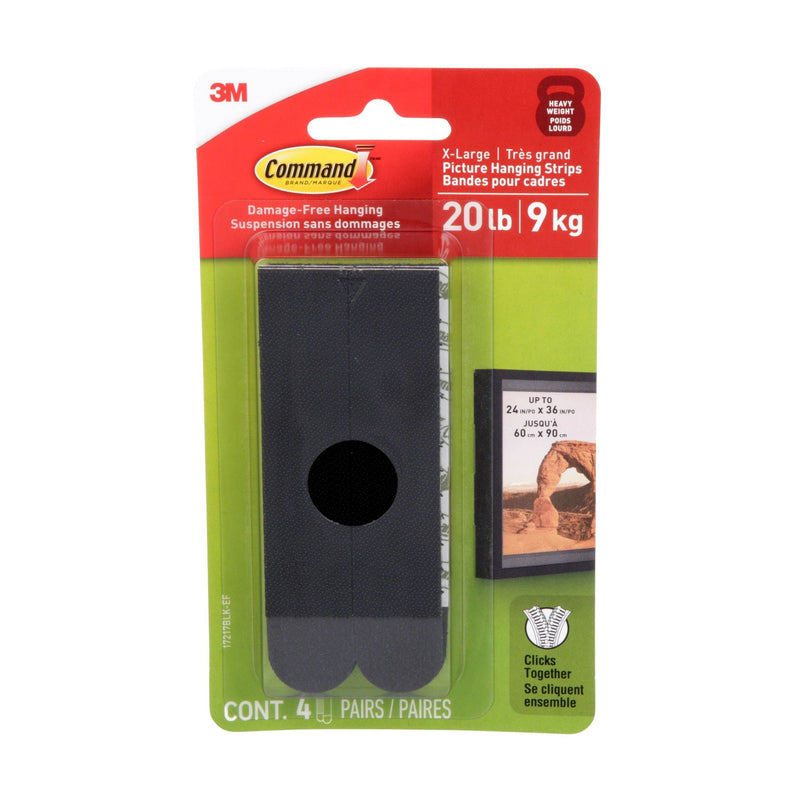 Command 20-lb Black Picture Hanging Strips, 17217BLK-EF | 4 Pairs, X-Large Strips S3