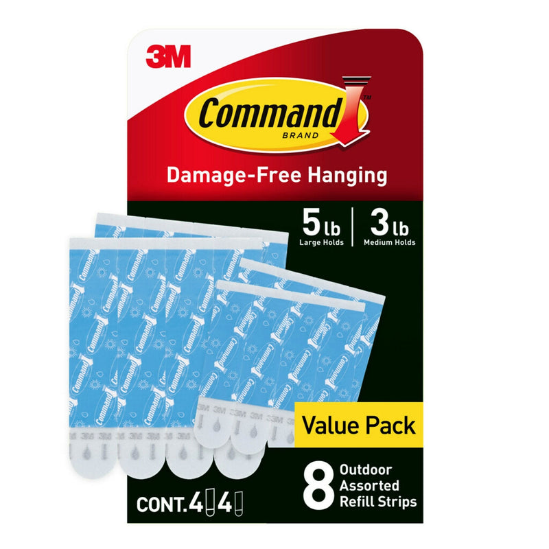 Command 8-Piece 5-lb Medium and Large White All Weather Outdoor & Bath Damage Free Hanging Strips S9