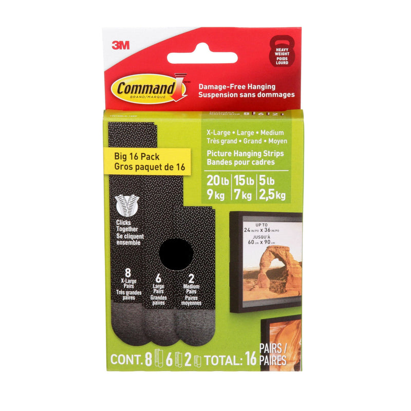 Command Black Picture Hanging Strip Mixed Pack, 17218BLK-16EF, 16 Pairs O1