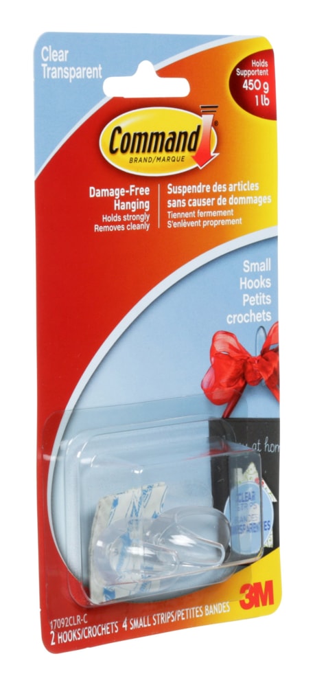 Command Clear Hook and Strips, Damage Free Hanging, 1-lb Capacity A0