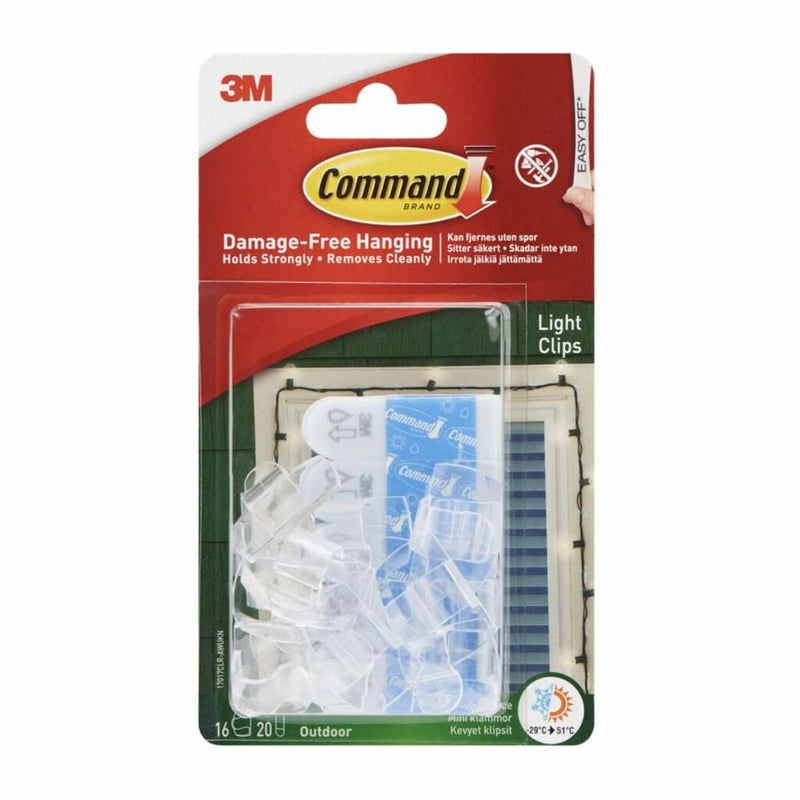Command Clear Small Light Clips, for Outdoor, All Weather Strips Included U8