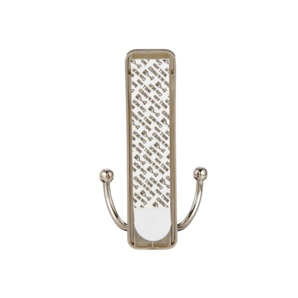 Command Large Decorative Double Hook with Adhesive Strip, Brushed Nickel, 4-lbs, 1 Strip per Pack W9