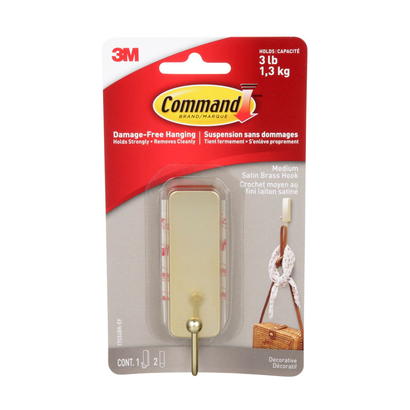 Command Medium Satin Brass Hook U1