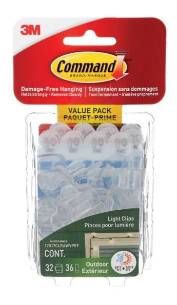 Command Outdoor Light Clips with Foam Strips, No Surface Damage, 32 Strips per Pack X0