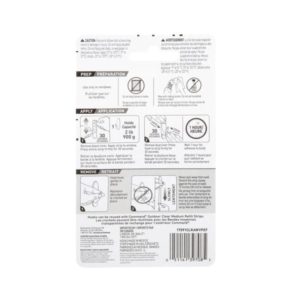 Command Outdoor Medium Window Hooks, No Surface Damage, 5 Hooks per Pack S6