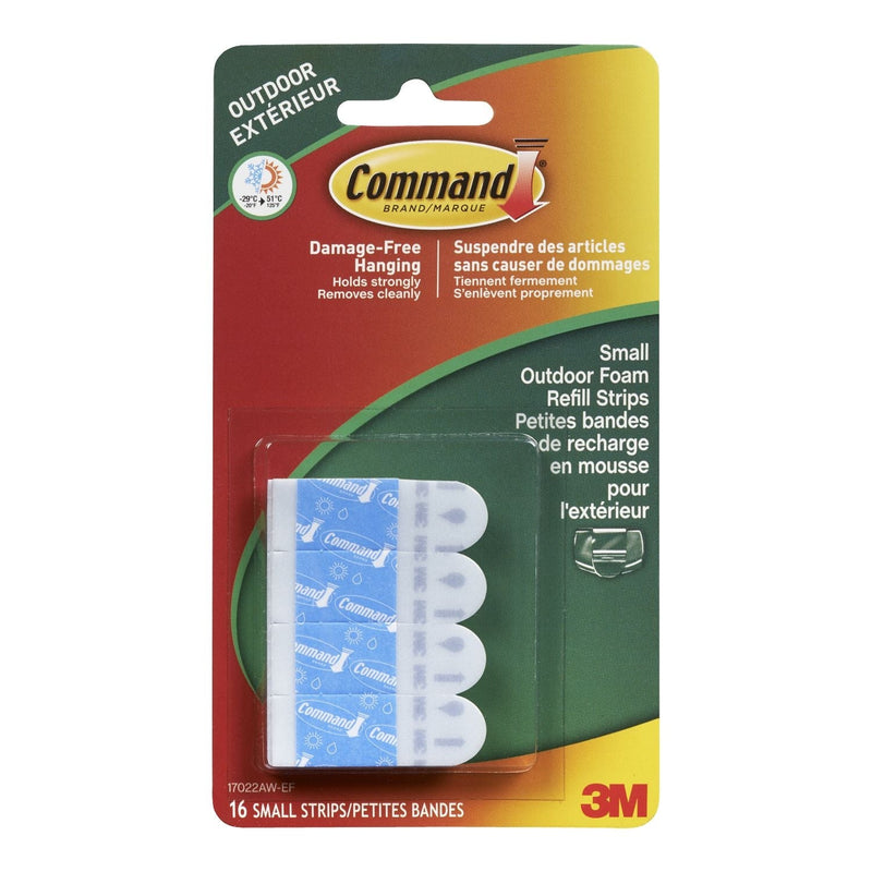 Command Outdoor Small Foam Adhesive Strip Refills, 16 Strips per Pack W0