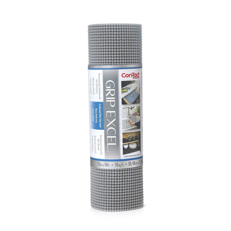Con-Tact Grip Excel Non-Adhesive Cushioned Shelf/Drawer Liner, Grey, 12-in x 10-ft N9