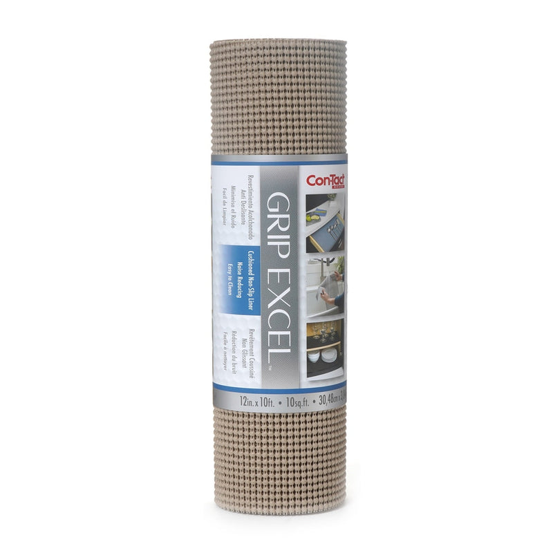 Con-Tact Grip Excel Non-Adhesive Cushioned Shelf/Drawer Liner, Taupe, 12-in x 10-ft F7
