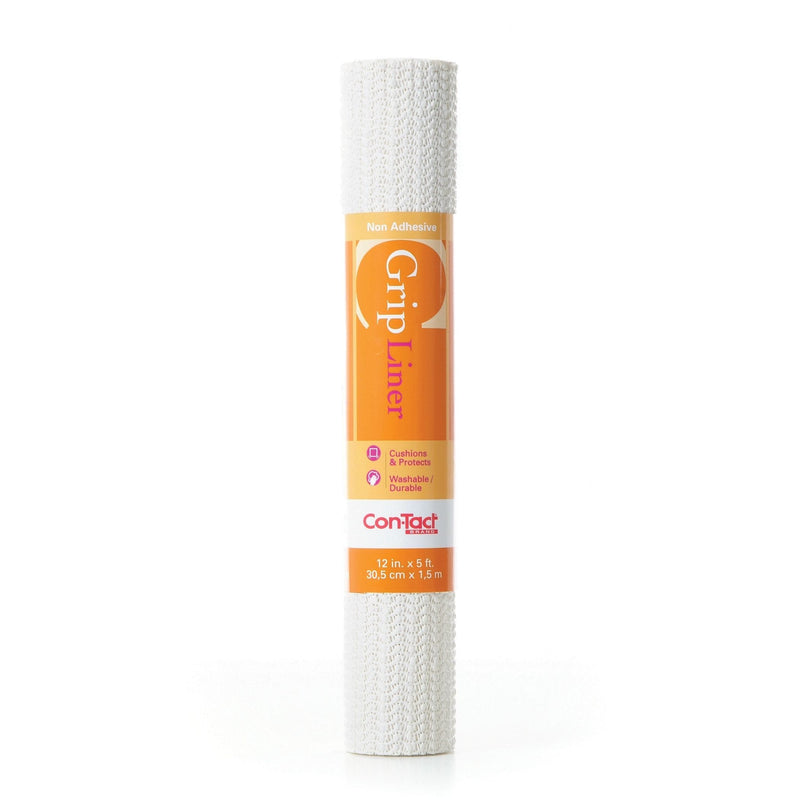 Con-Tact Grip Liner Washable Non-Adhesive Shelf/Drawer Liner, White, 12-in x 5-ft A6