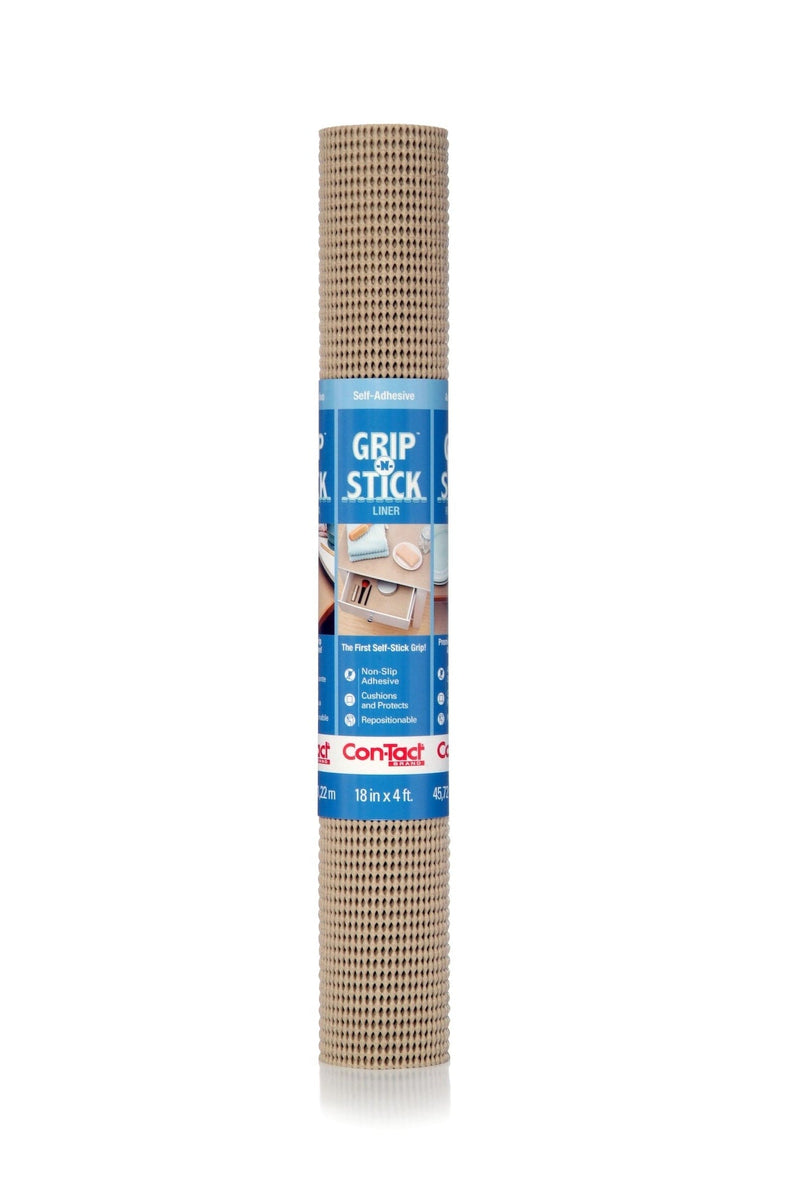 Con-Tact Grip-N-Stick Removable Adhesive Non-Slip Shelf/Drawer Liner, Taupe, 18-in x 4-ft H0