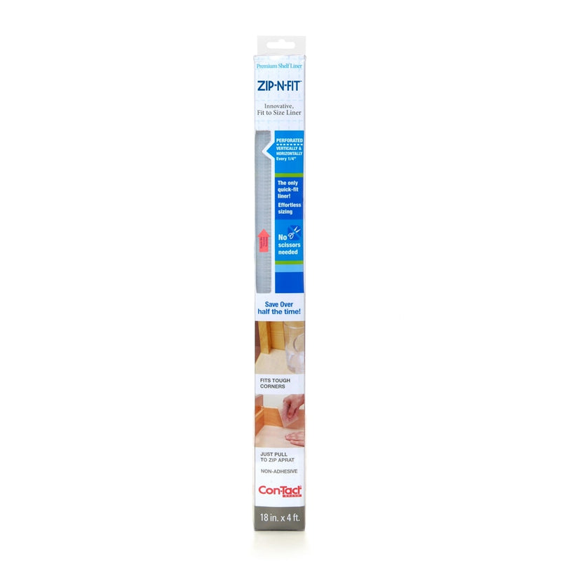 Con-Tact Zip-N-Fit Quick-Fit Non-Slip Solid Grip Shelf/Drawer Liner, Clear, 18-in x 4-ft V4