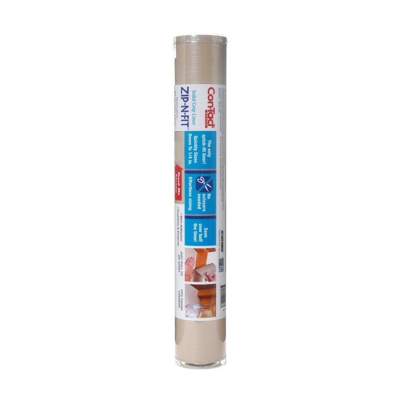 Con-Tact Zip-N-Fit Quick-Fit Non-Slip Solid Grip Shelf/Drawer Liner, Stone, 18-in x 4-ft H2