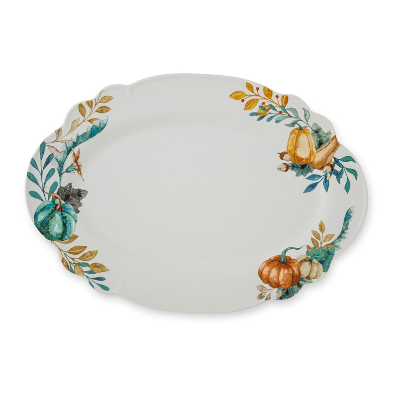 Core Home Dishwasher Safe Stoneware Harvest Oval Platter D8