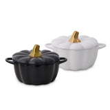Core Kitchen 320-mL Black/White Ceramic Pumpkin Cocotte, 2-pk