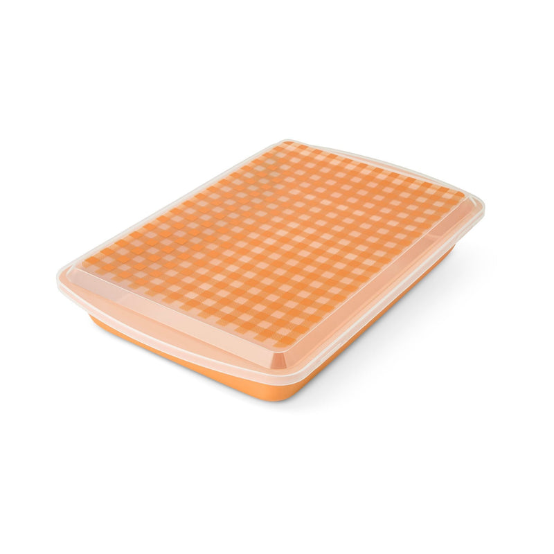 Core Kitchen Gingham Metal Pan with Lid and Cutter J4