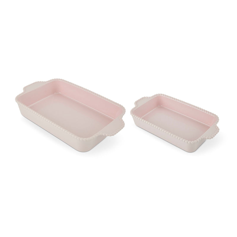 Core Kitchen Nested Bead Rectangular Bake Dish Set, Pink, 2-pc H0
