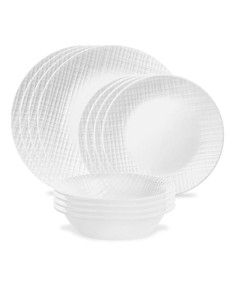 Corelle Linen Weave Dinnerware Set, Serves 4, 12-pc, White C4