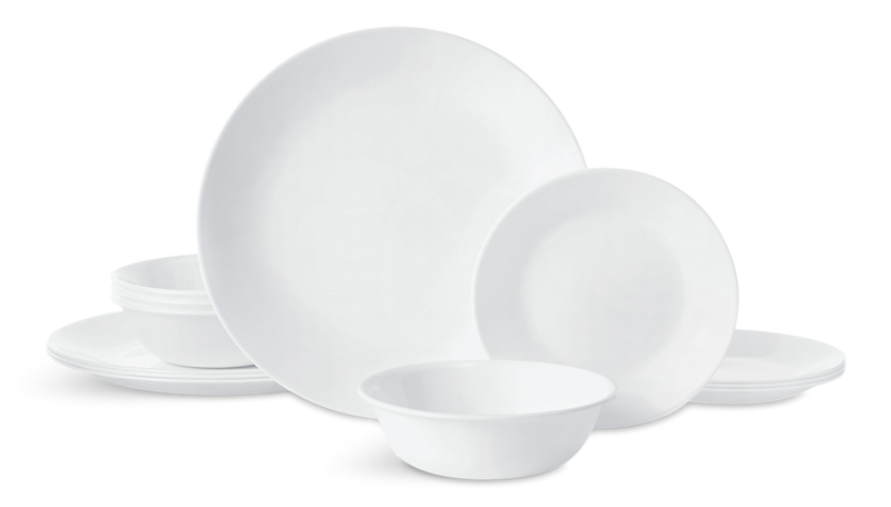 Corelle Winter Dinnerware Set, Serves 4, 12-pc, Frost White W4