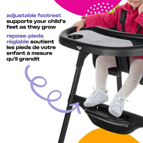 Cosco Black Canteen High Chair with Adjustable Footrest O8