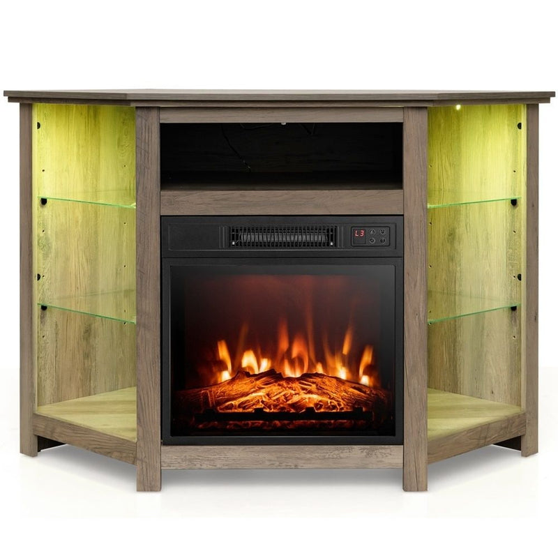 Costway Fireplace TV Stand with Led Lights and 18" V5