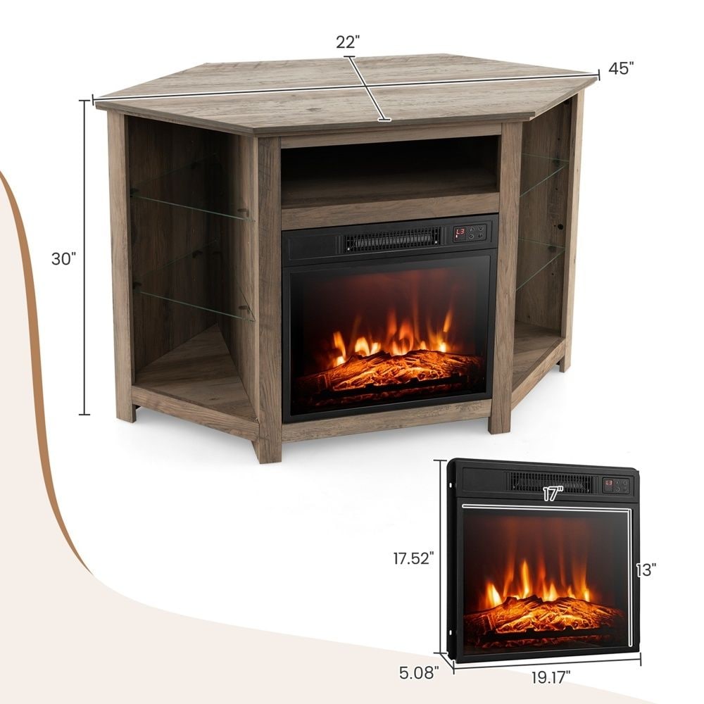Costway Fireplace TV Stand with Led Lights and 18"