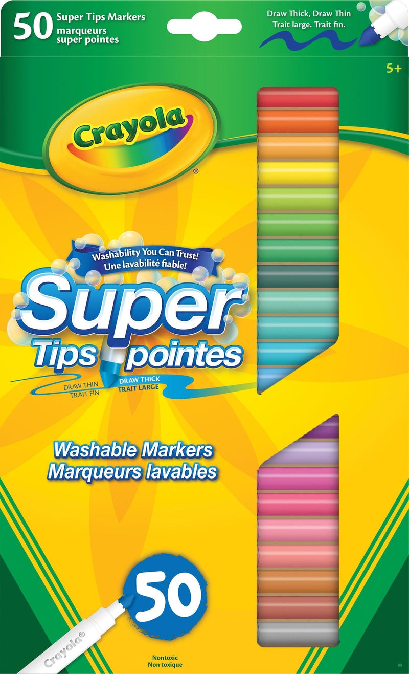 Crayola Super Tips Washable Markers, 50 Pieces, Multicolour S2