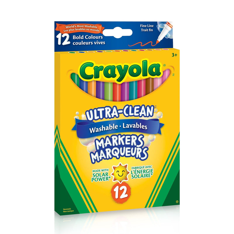 Crayola Ultra-Clean Washable Fine Tip Markers for Drawing/Colouring, Multi-Colour, 12-pk, Ages 3+ F6