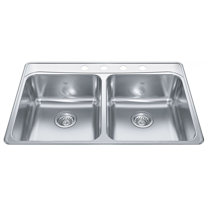 Creemore Drop-In Double 4-Hole Stainless Steel Sink, 33x22-in X4