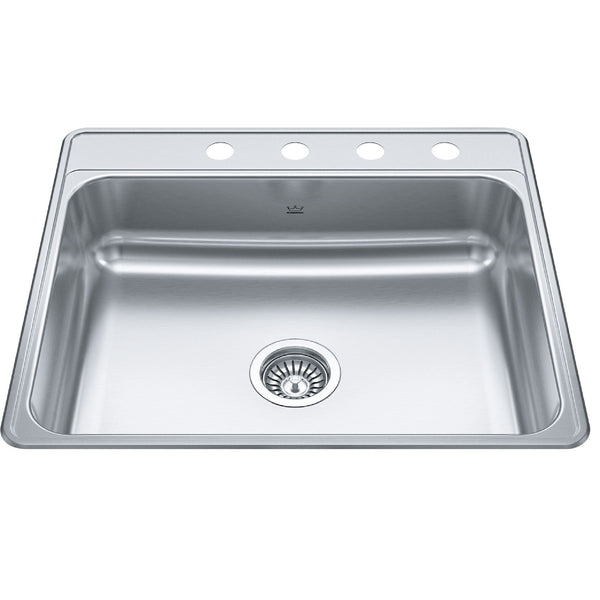 Creemore Drop-In Single 4-Hole Stainless Steel Sink, 22x25-in L7