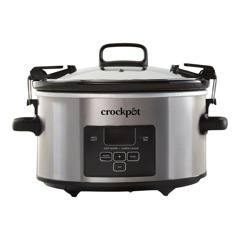 Crock-Pot Digital Programmable Slow Cooker with Locking Lid, Feeds 4 People & More, Stainless Steel, 4-qt L9
