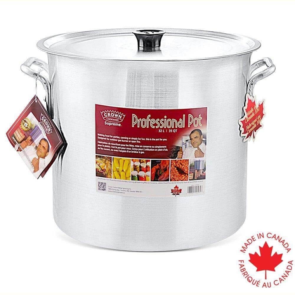Crown Custom Heavy Duty Industrial Aluminum Stockpot with Handles, 32-L
