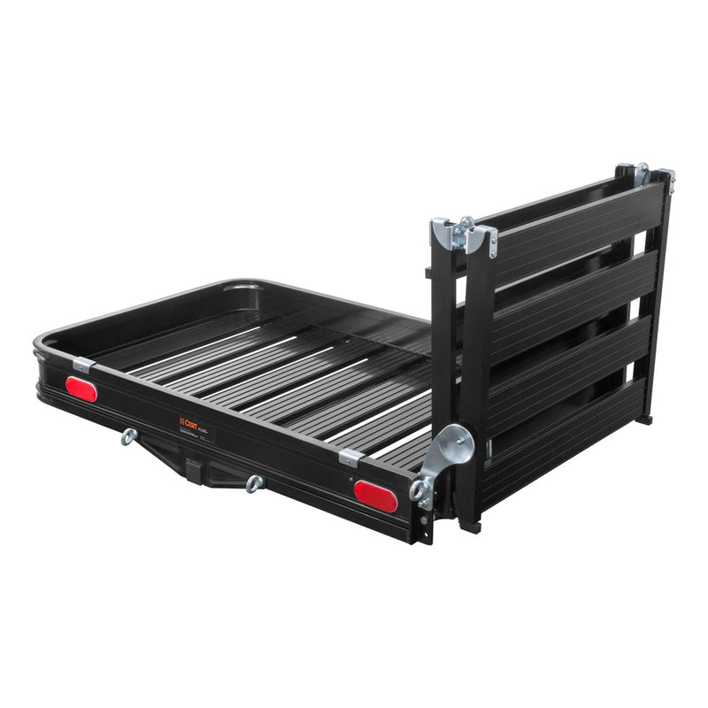 CURT 18112 Aluminum Hitch Mount Basket-Style Cargo Carrier with Ramp, Fits 2-in Receivers, 50 x 30-in V6