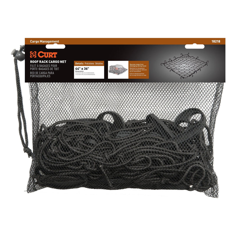 CURT 18218 Elastic Cargo Net with Hooks for Roof Basket, 44 x 36-in C2