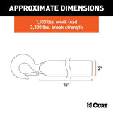 CURT 29450 15-ft Winch Strap with Snap Hook (1,100-lb)