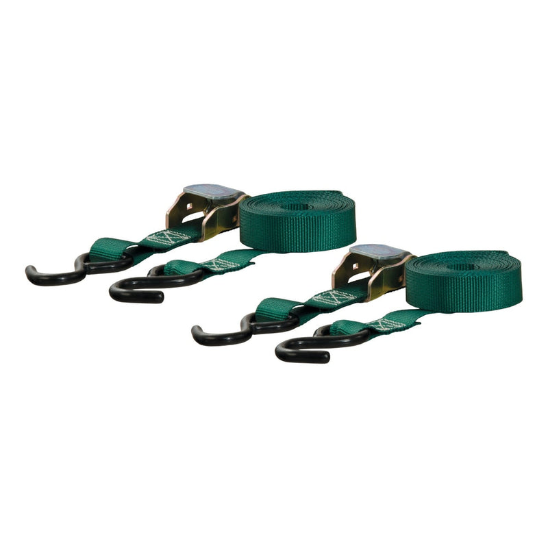 CURT 83015 Cargo Straps with S-Hooks, Dark Green, 300-lb, 15-ft, 2-pk Y9