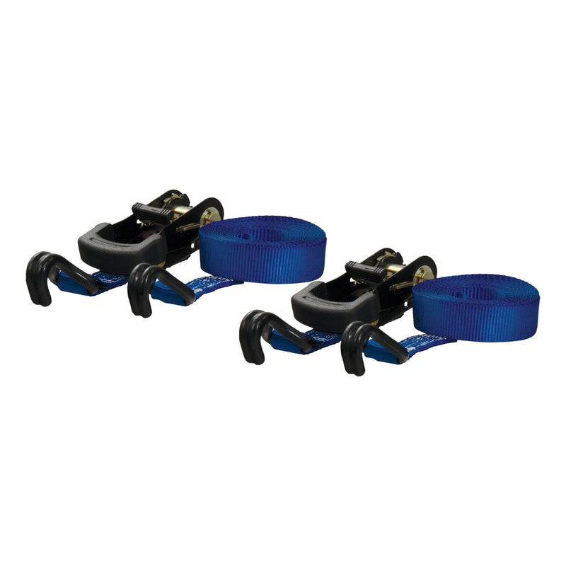 CURT 83020 Cargo Straps with J-Hooks, Blue, 733-lb, 16-ft, 2-pk Q6