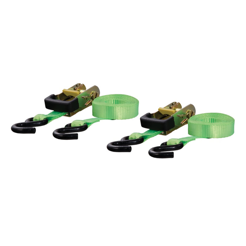CURT 83028 16-ft Lime Green Cargo Straps with S-Hooks (1,100-lb, 2-pk) L4