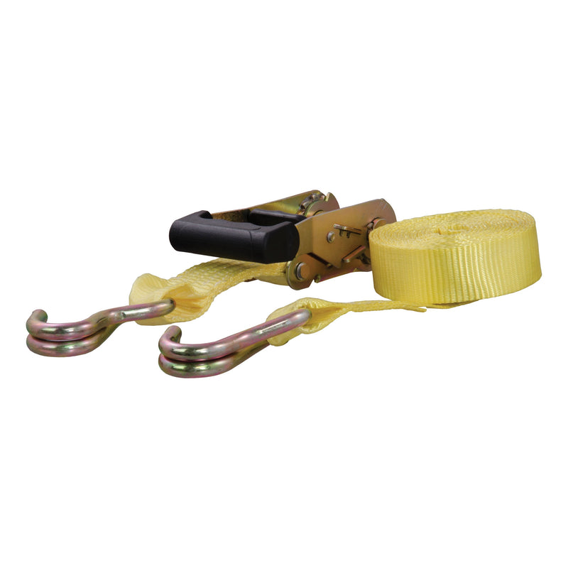 CURT 83036 Cargo Strap with J-Hooks, Yellow, 1,667-lb, 14-ft H8