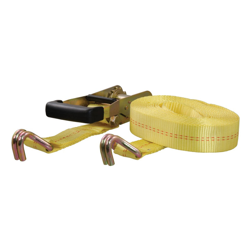 CURT 83047 Cargo Strap with J-Hooks, Yellow, 3,333-lb, 27-ft D4