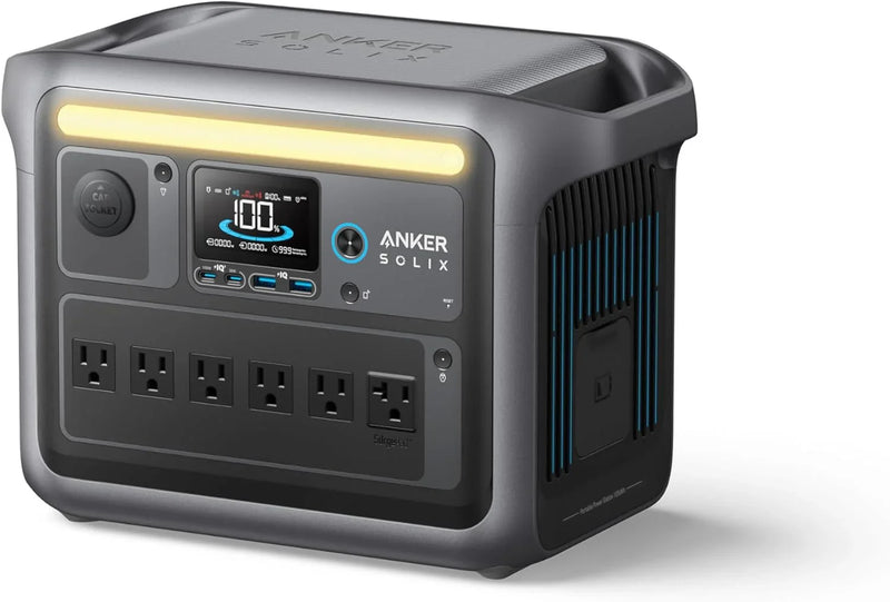 Portable Power Station with 200W Solar Panel, 1800W Solar Generator, 1056wh LFP (LiFePO4) Battery, 6 AC Outlets, Up to 2400W for Home, Power Outages, and Outdoor Camping T7